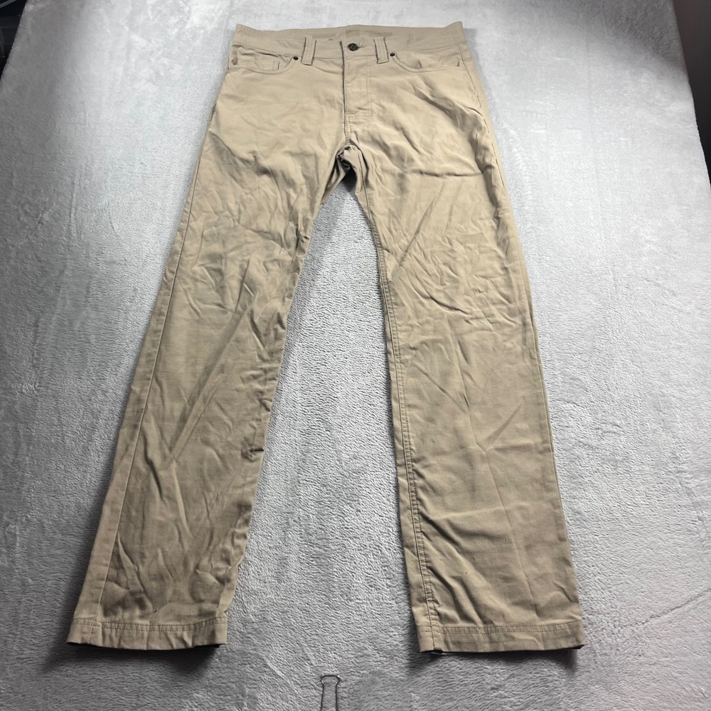 Prana Brion Mens Khaki Tan Straight Leg Stretch Outdoor Casual Pants 33x31